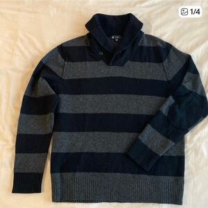 J. Crew Men's Sweater - Dark Blue and Charcoal